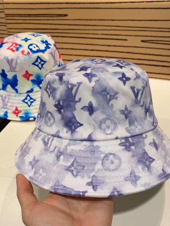 louis-vuitton--  Louis Vuitton Washed Denim Monogram Fisherman Hat, Designer Everyday Headwear